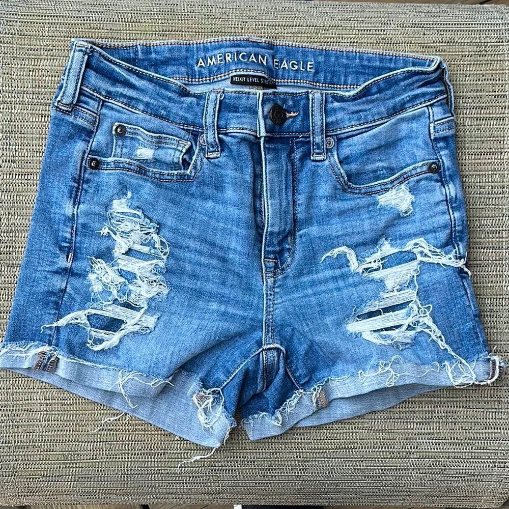 American Eagle Next Level Stretch Hi-Rise Denim Shorts